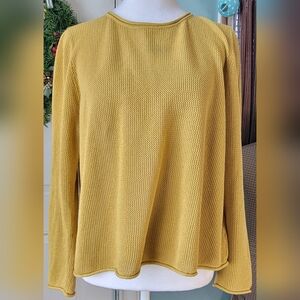 Iridium Roll Neck Oversized Lightweight Sweater Womens S/M Mustard 100% Pima Cot